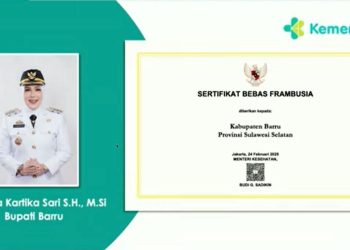Barru Kembali Berprestasi, Raih Sertifikat Bebas Frambusia dari Kemenkes RI