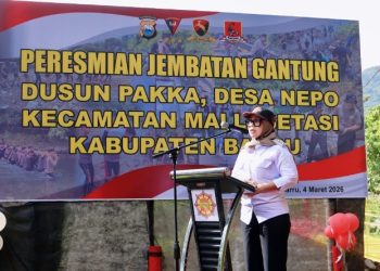 Bupati Andi Ina Kartika Sari Apresiasi Djuhandani Rahardjo Puro atas Pembangunan Jembatan Gantung di Desa Nepo