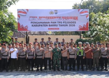 Polres Barru Gelar Apel Pergeseran Pasukan Pengamanan TPS Pilkades 2026