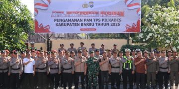 Polres Barru Gelar Apel Pergeseran Pasukan Pengamanan TPS Pilkades 2026
